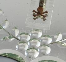 Antik fali feszület kegytárgy csiszolt tükörlap háttérrel, 40x30 cm