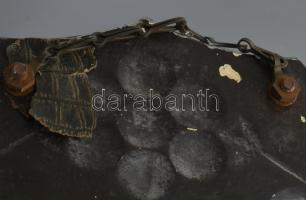 Antik fali feszület kegytárgy csiszolt tükörlap háttérrel, 40x30 cm