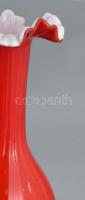 Murano fodros kétrétegű piros váza, hibátlan, m: 20 cm