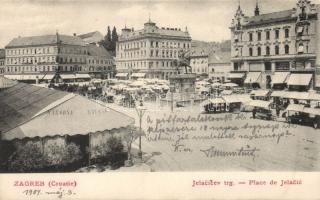 Zagreb Jelacic square with Café National and the shops of Miroslav Bachrach and Eugen Rado