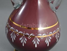 Cseh többrétegű zománcfestett váza, jelzés nélkül, hibátlan, m: 26,5 cm