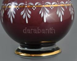 Cseh többrétegű zománcfestett váza, jelzés nélkül, hibátlan, m: 26,5 cm