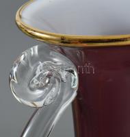 Cseh többrétegű zománcfestett váza, jelzés nélkül, hibátlan, m: 26,5 cm