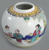 2 darab kínai jelzett gömb váza, hibátlan, m: 10 cm