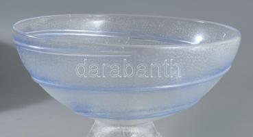 cca 1980 talpas kínáló, kék csíkozott díszítéssel, hibátlan, d: 24 cm, m: 15 cm