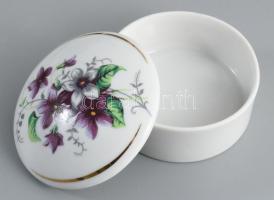 Hollóházi virágmintás 3 részes asztali szett, h: 14 cm alatt