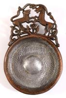 Orosz állatfigurás hamuzó, fém, h: 18 cm