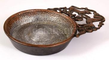 Orosz állatfigurás hamuzó, fém, h: 18 cm