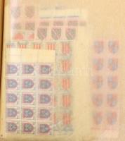 Franciaország régi ívdarabok, összefüggések, néhány száz bélyeg 14 lapos pergamenes ívberakóban