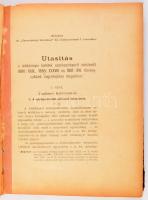Utasítás a telekkönyvi betétek szerekesztéséről intézkedő 1886: XXIX, 1880: XXXVIII. és 1891: XVI. törvény-czikkek végrehajtása tárgyában. Melléklet az "Igazságügyi Közlöny" II. évf. 7. számához. + A kir. igazságügyminsternek 24.366/1893. I. M. számú rendelete, 376+165 p. A Zemplén-vármegyei szentkirályszabadjai Karsa Ferenc (1827-1915) 1848-as honvéd hadnagy, Görgey Artúr parancsőrtisztje, árvaszéki elnök jegyzeteivel. Félvászon-kötésben, egy sérült, javított lappal.