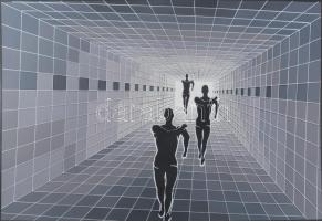 Vasarely jelzéssel: Geometrikus kompozíció a Sport mappából. Szitanyomat, papír. 28x42 cm.