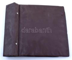 100 férőhelyes A4-es levél / képeslap berakó barna csavaros borítóval, benne ~50 db modern külföldi ...