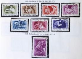 1945-1958 Erősen hiányos gyűjtemény postatiszta és bélyegzett sorokkal, előnyomott albumban