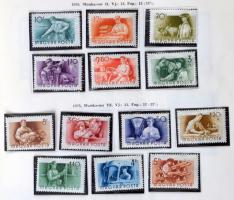 1945-1958 Erősen hiányos gyűjtemény postatiszta és bélyegzett sorokkal, előnyomott albumban