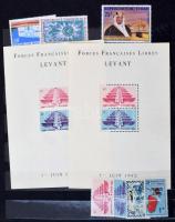 Külföldi bélyegek, közte sorok, blokkok, sok francia és gyarmati postatiszta érdekes, vegyes anyag 8...