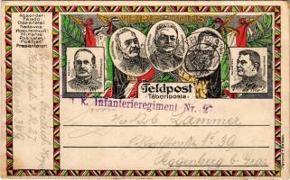 1917 Viribus Unitis Tábori Posta: Arz. v. Straussenburg, Konr. v. Hötzendorf, Viktor Dankl, Erzh. Jos. Ferdinand, Kövess v. Kövessháza - Első világháborús katonai lap / WWI Austro-Hungarian K.u.k. military, leaders, Feldpost (non PC) (EK)