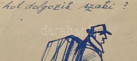 Kohán György (1910-1966): Kerékpáros. Tus, papír, Jelzés nélkül. 15x17 cm