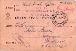 1915 Első világháborús tábori postai levelezőlap, osztrák-magyar katonai tábori sütöde, ragasztott f...