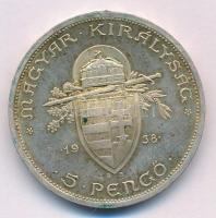 1938. 5P Ag "Szent István" T:XF patina Adamo P8.1