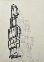 Fekete Nagy Béla (1905 - 1983) : Alakzatok. Tus, papír, jelzett. 30x20 cm