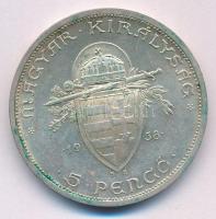 1938. 5P Ag "Szent István" T:XF patina Adamo P8.1