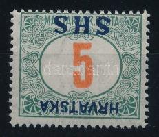 SHS 1918 Portó 5f fordított felülnyomással, Bodor vizsgálójellel Certificate: Zrinjscak