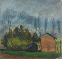 Nagy István jelzéssel: Házak. Olaj, karton, jelzett, kis sérüléssel. 34x34 cm