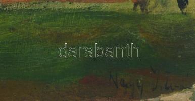 Nagy István jelzéssel: Házak. Olaj, karton, jelzett, kis sérüléssel. 34x34 cm