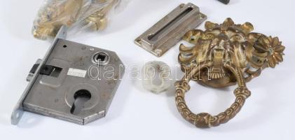 Réz kilincs, kopogtató és zár, jó állapotban