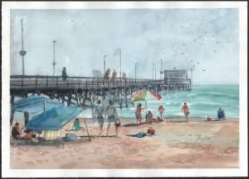 Bálinth Tibor (1965): Summer at the Beach. Akvarell, papír. jelzett. 32x23 cm