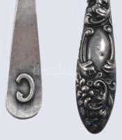 Ezüst (Ag) és ezüst nyelű csigaevő és cipőgomboló eszköz, jelzett, sterling ezüst, bruttó 52g