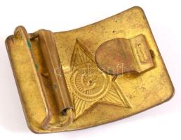 Réz katonai övcsat, vörös csillaggal, 5,5×7,5 cm