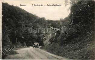 1915 Kassa, Kosice; Bankói út, autó közlekedés, automobil. Varga Bertalan kiadása / automobile on the road to Bankov