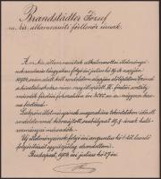 1904 Bp., Hieronymi Károly belügy- és kereskedelemügyi miniszter aláírása kinevezési okmányon