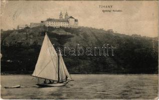 1907 Tihany, Apátsági kolostor, vitorlás. Balázsovich Gyula fényképész kiadása (Rb)