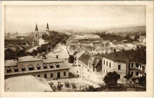 1916 Zólyom, Zvolen; látkép a várból, templomok. Kiadó Uránia papírkereskedés / view from the castle, churches, street view