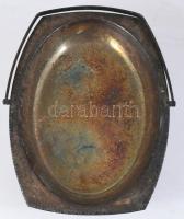 Ezüstözött füles kínáló, 24x19 cm