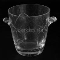 Antik hántolt mintás kristály jégvödör, kis pattogzással, m: 12 cm