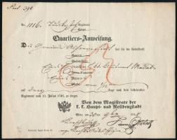 1848 Katonai beszállásolási rendelvény.