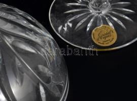 Francia kristály talpas fedeles kínáló, jelzett, hibátlan, m: 20,5 cm