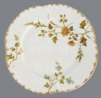 Régi francia talpas kínáló, lepattanással, jelzett, d: 23,5 cm