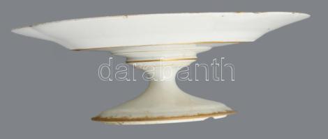 Régi francia talpas kínáló, lepattanással, jelzett, d: 23,5 cm