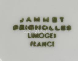 Limoges 6 személyes mokkás készlet fém pohártartóban, alátéttel, jelzett, d: 12 cm