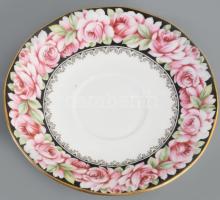 Angol rózsamintás csésze alátéttel, jelzett, hibátlan, d: 15 cm