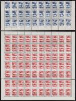 1988 Repüléstörténet 10Ft ívsarki 30-as tömbben, 12Ft 50-es fél ívben + ívsarki 20-as tömbben