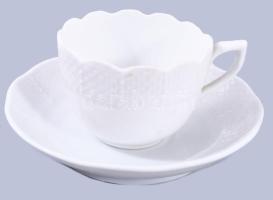 Herendi 3 db tojás tartó és egy mokkás csésze, aljjal, fehér, jelzett, sérült