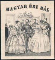 cca 1845 Magyar úri bál, litográfia, szép állapotban, 20×18 cm