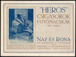 cca 1915 "Heros" csigasorok és futómacskák, Nay és Róna Gépgyár, dekoratív szecessziós , rajzokkal illusztrált kihajtható háromlapos termék- és árlistája, szép állapotban