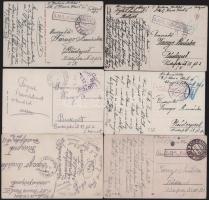 18 db képeslap S.M.S. KAISER KARL VI. 1. világháborús haditengerészeti bélyegzéssel, mind egy személynek címezve