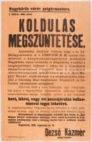 1938 Nagykőrös a koldulás betiltásáról szóló rendelet falragasz 32x37 cm